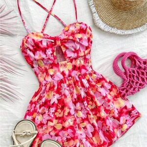 SHEIN Vibrant Floral Kids Romper